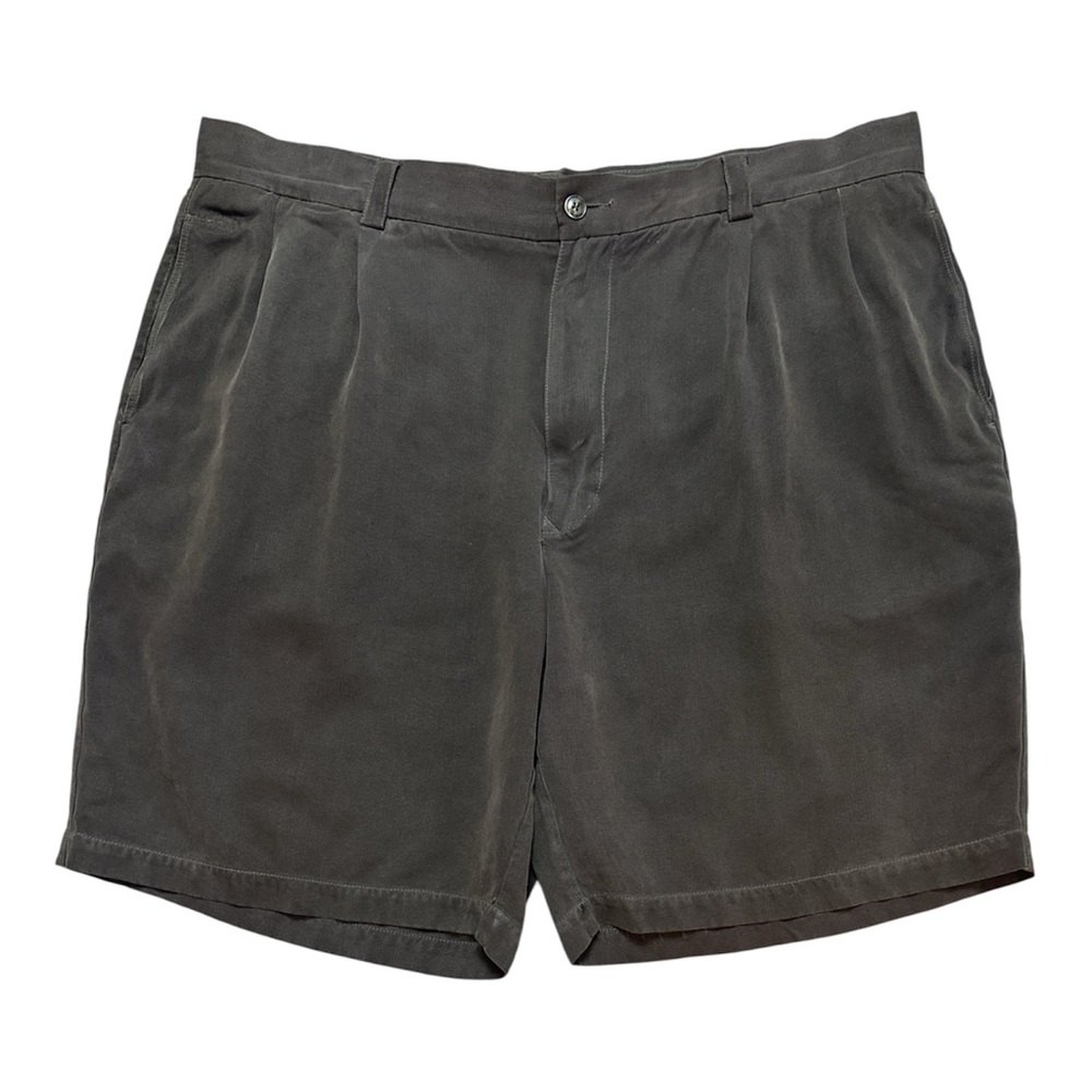 Tommy Bahama Men's 38 100% Silk Pleated Relaxed Bermuda Shorts Dark Brown